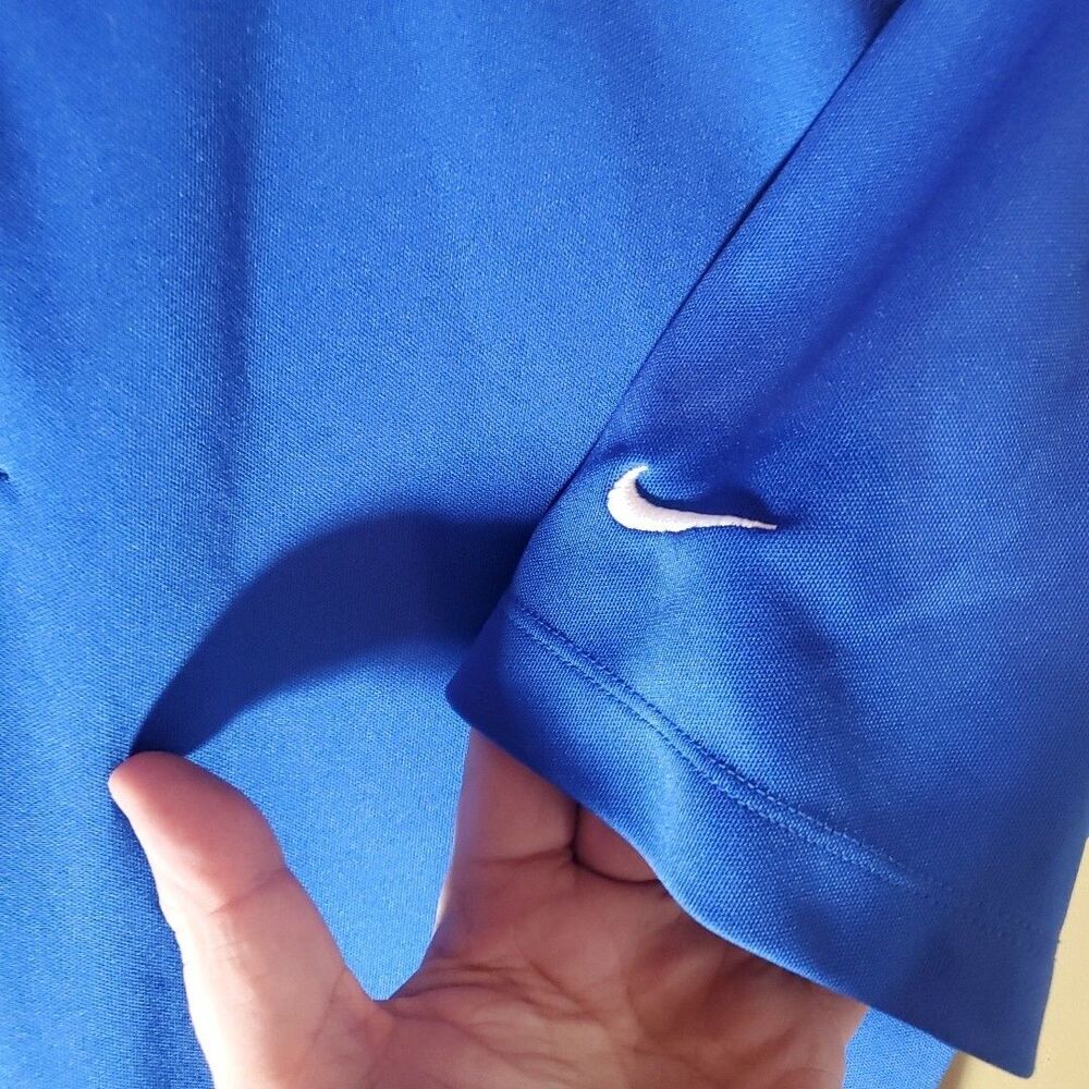 Nike Medium Polo Shirt Mens Blue Dri-FIT Short Sleeve Golf Athletic Sportswear - Picture 4 of 7